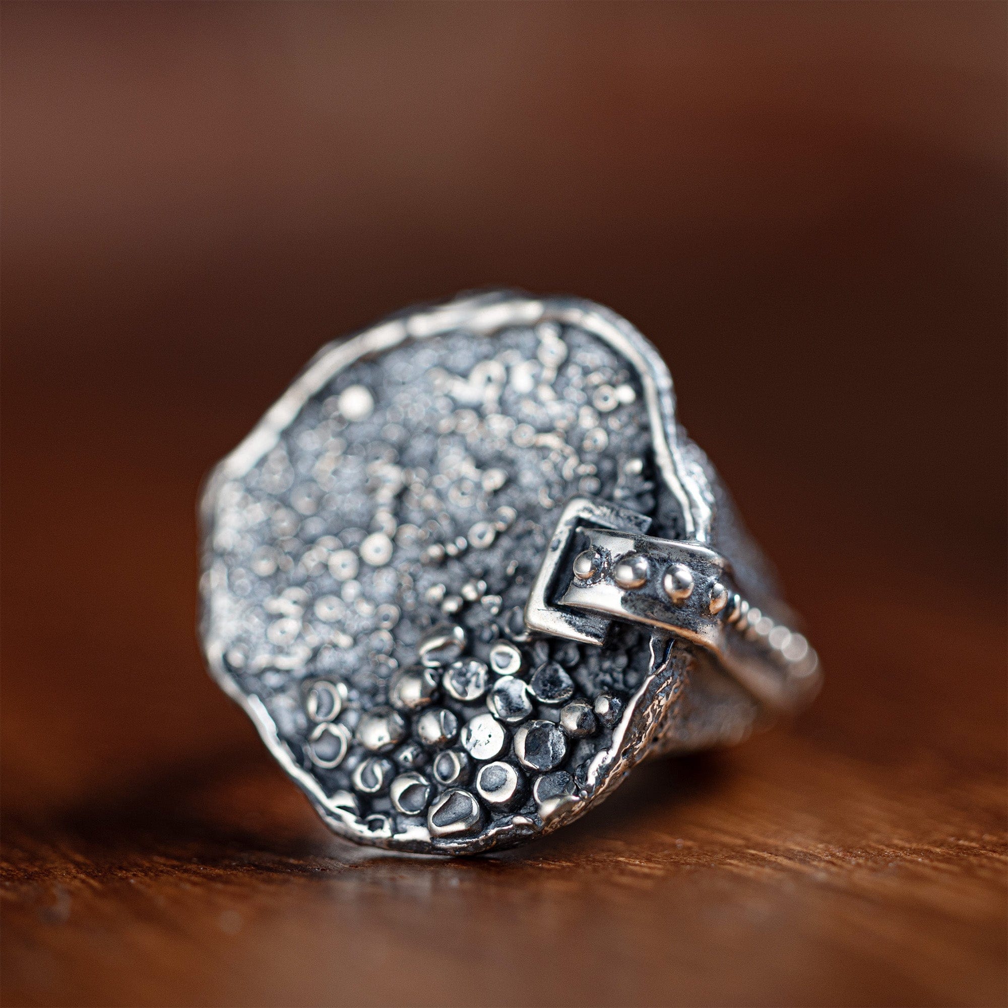 Bind Rustic Silver Ring with Natural Grainy Surface