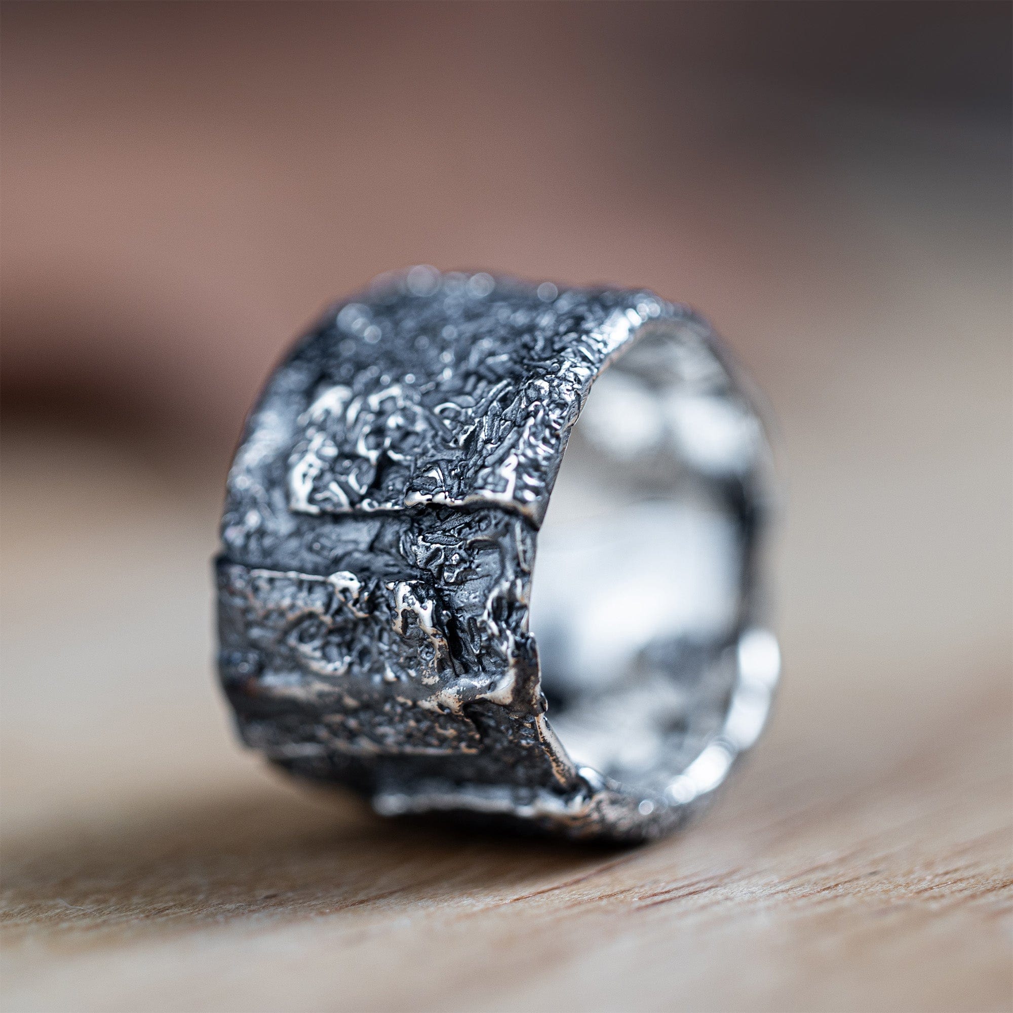 Echo Hand-Forged Silver Ring with Sculpted Metal Layers