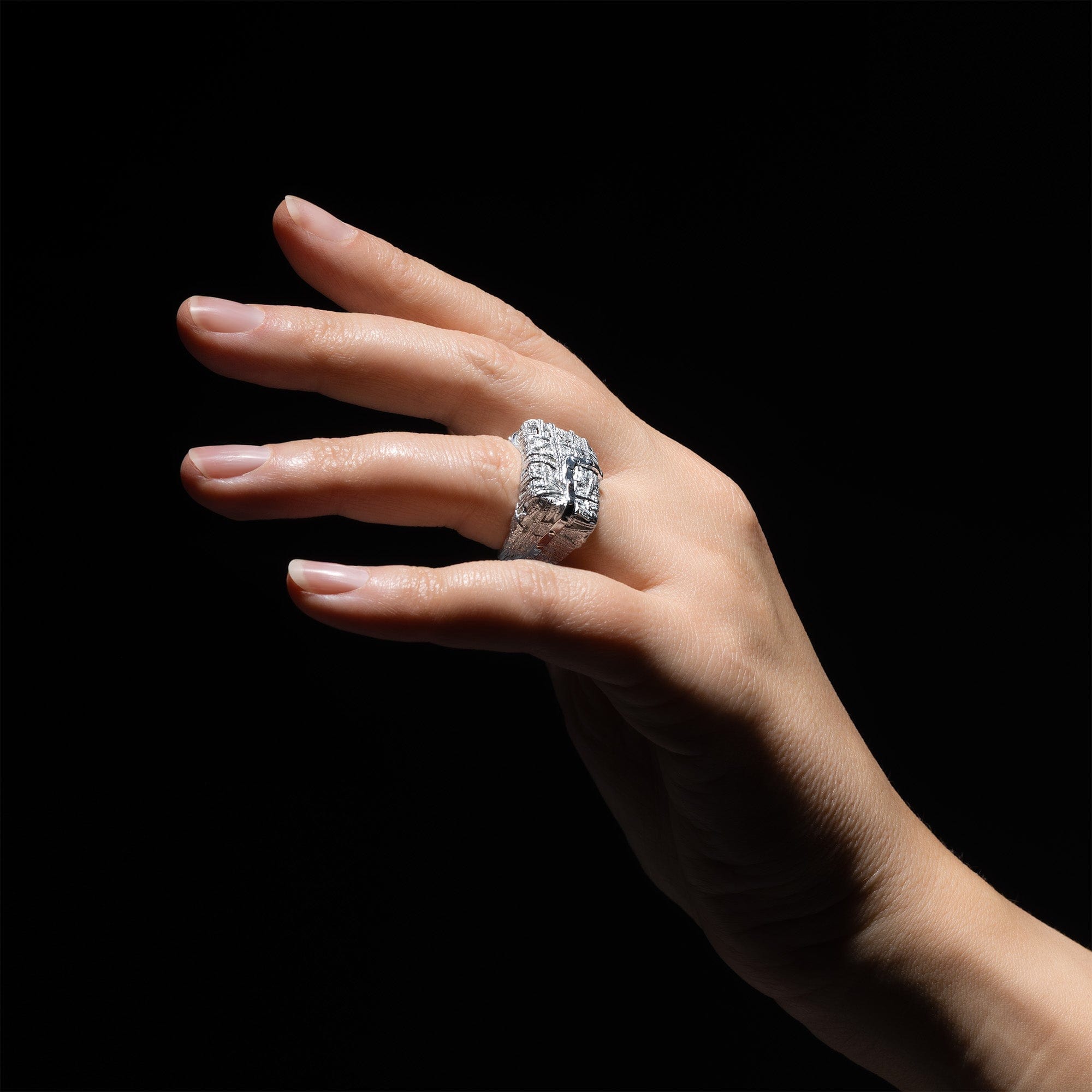 Fibril Unisex Silver Ring with Twisted and Tangled Wirework Structure
