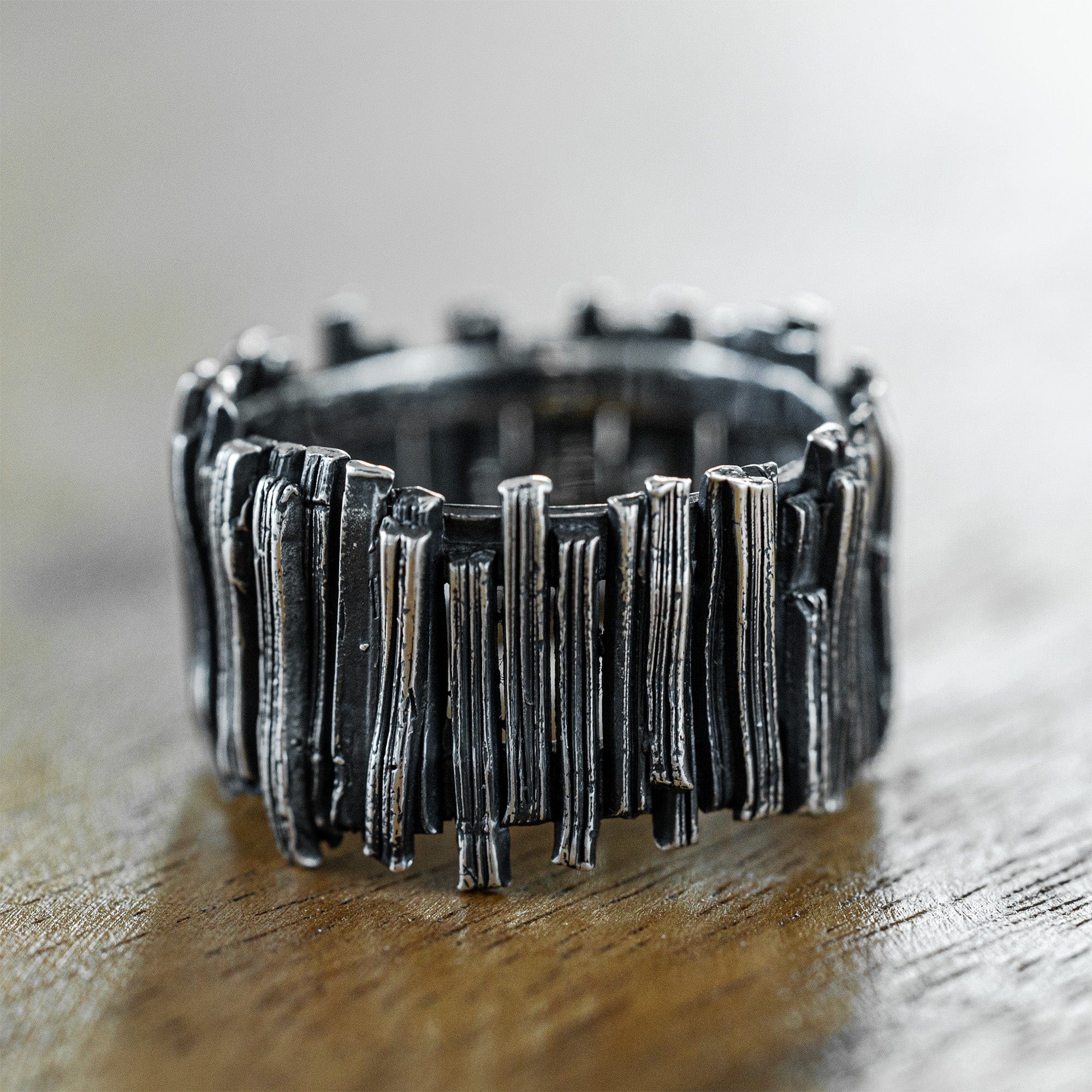 Fretwork Sterling Silver Ring with Interwoven Twig Motif