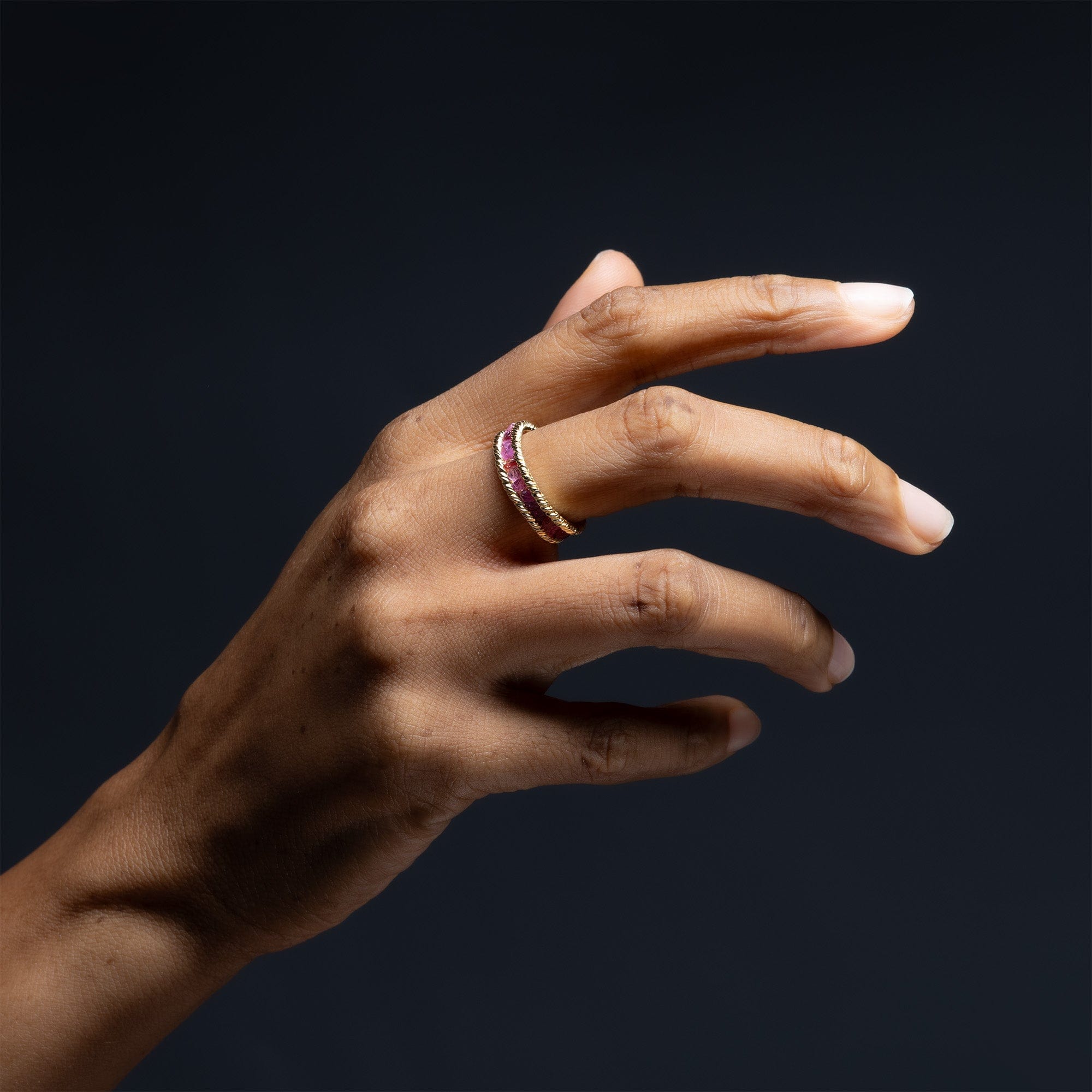 Gaiete Minimalist Gold Plated Silver Ring with Raw Ruby