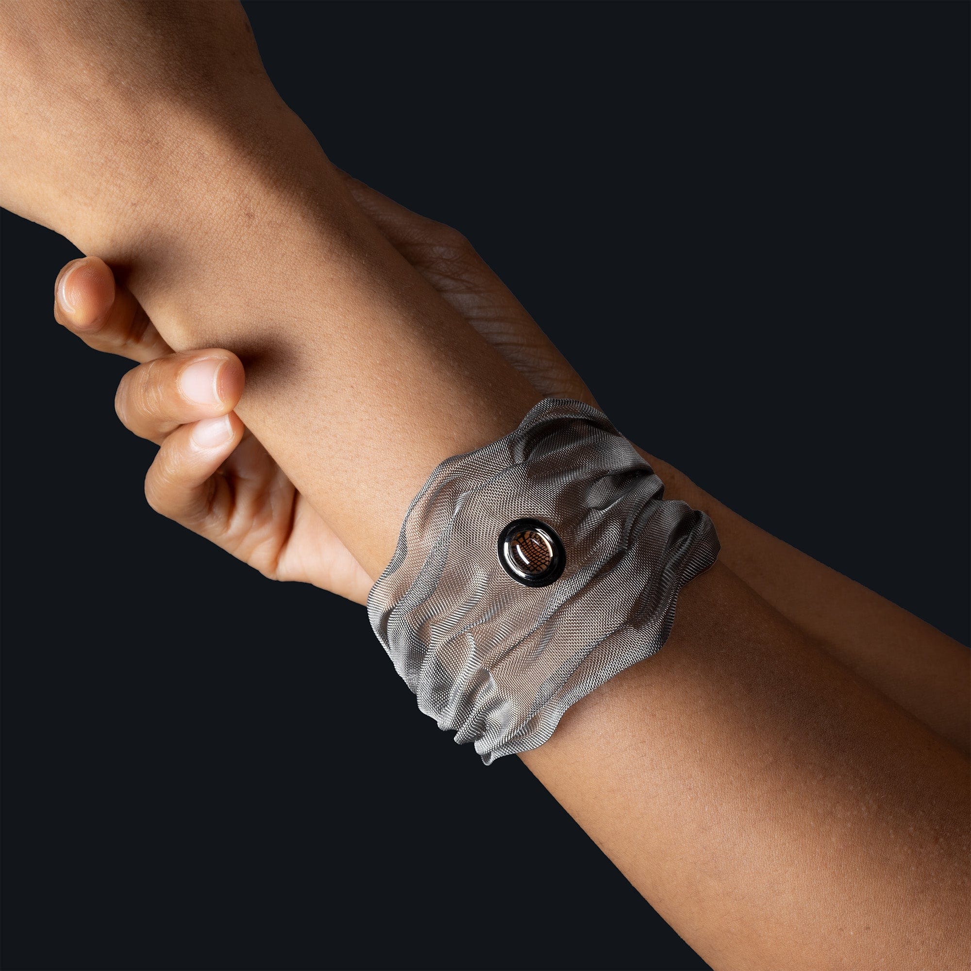 Arachne Titanium Mesh and Silver Bracelet with Smoky Quartz