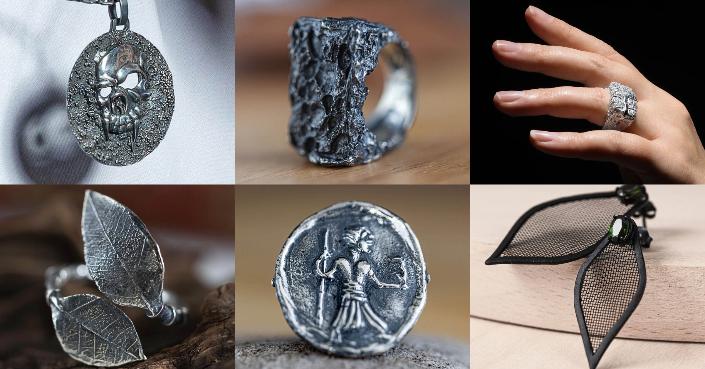 Relics: History as Jewelry. 925 Sterling Silver Rings and