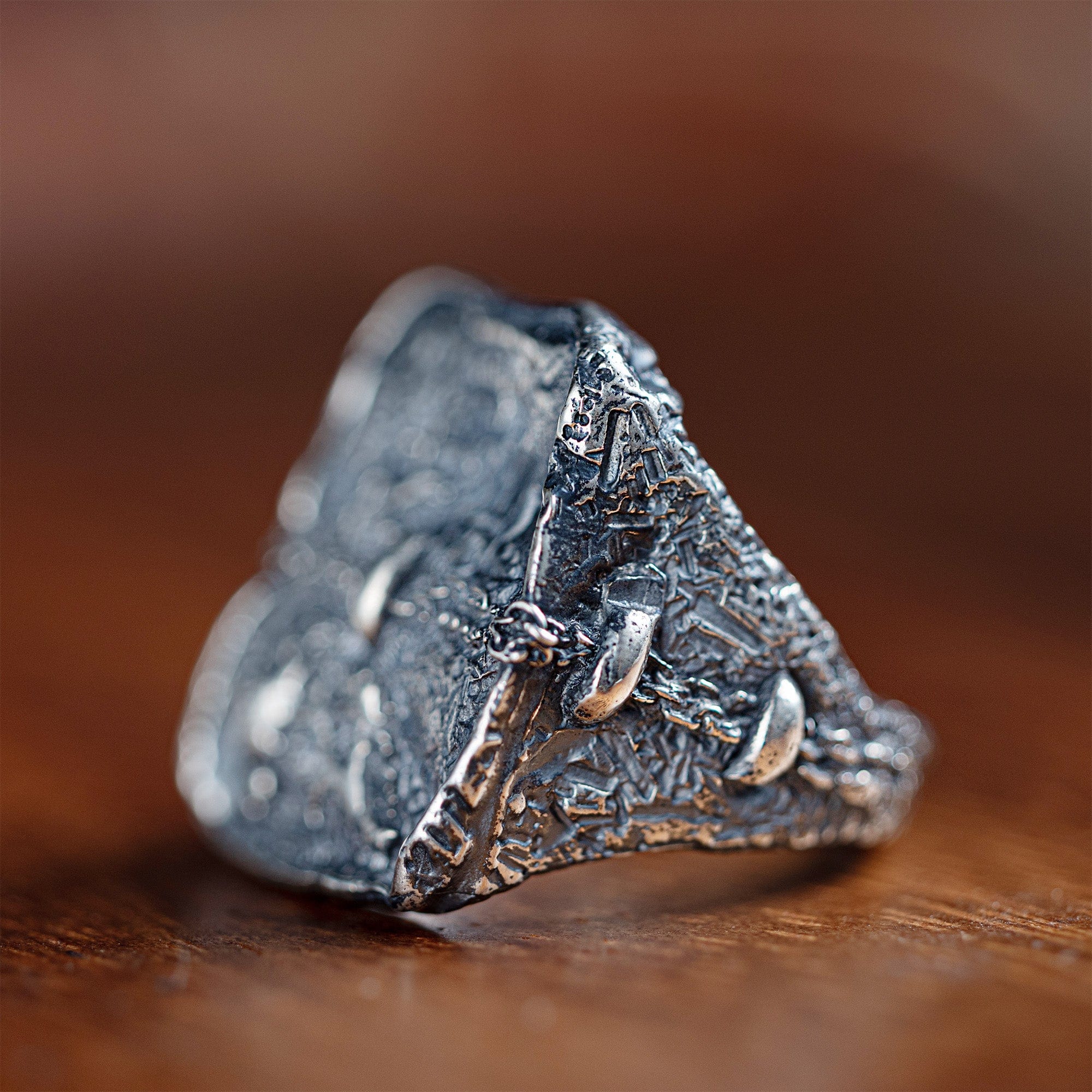 Ridge Sterling Silver Ring with Rugged, Weathered Texture