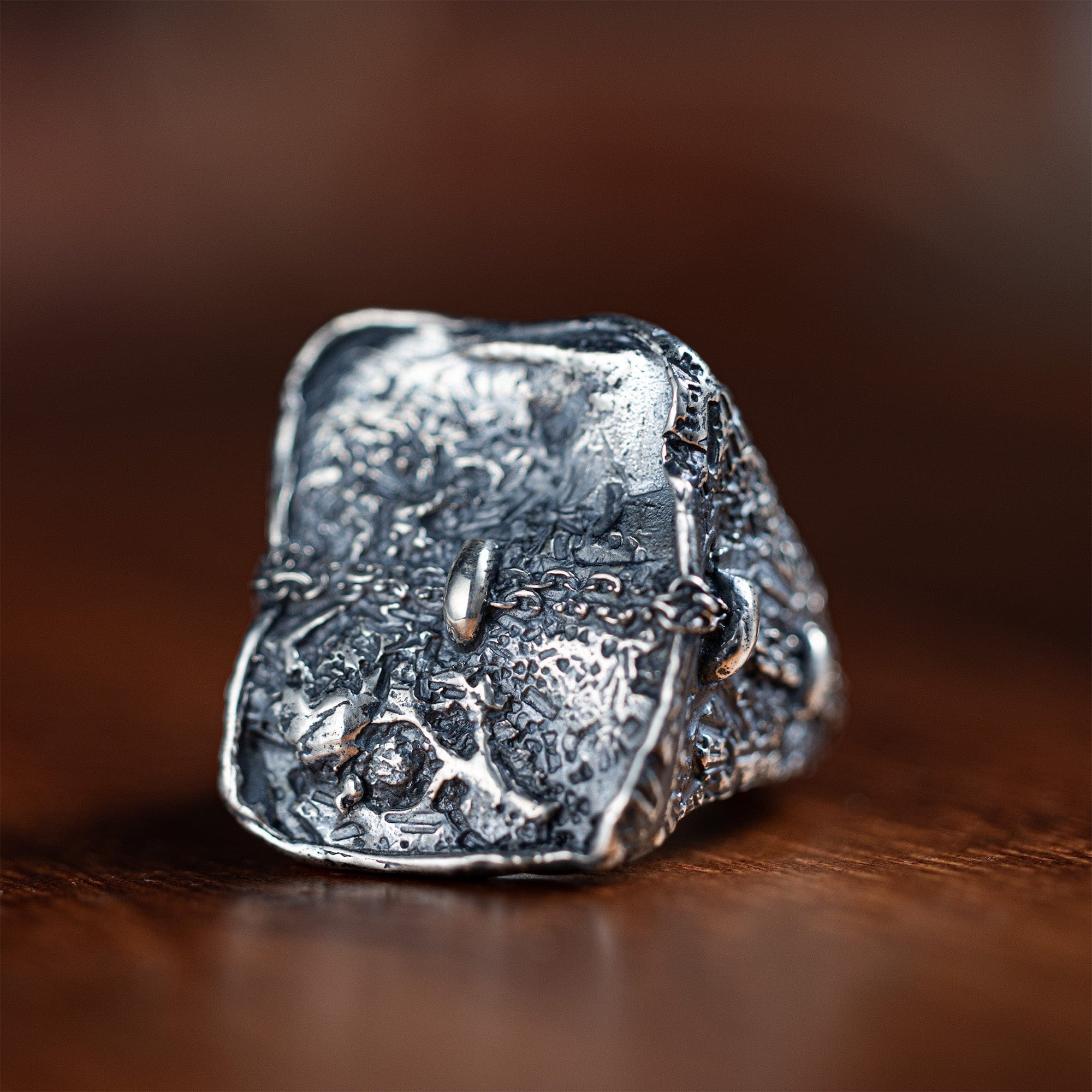 Ridge Sterling Silver Ring with Rugged, Weathered Texture