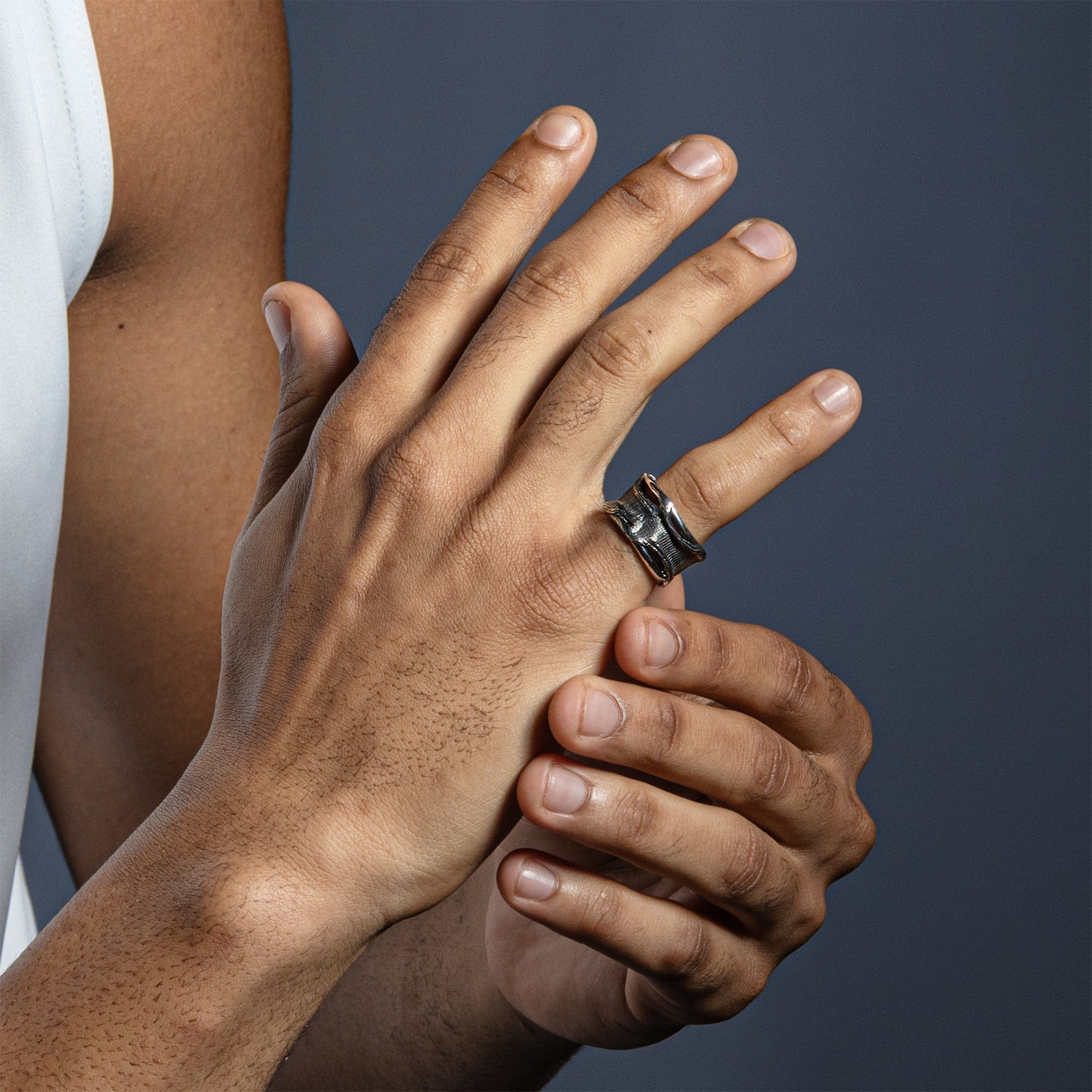 Tharn Sterling Silver Ring with Layered, Wrapped Texture