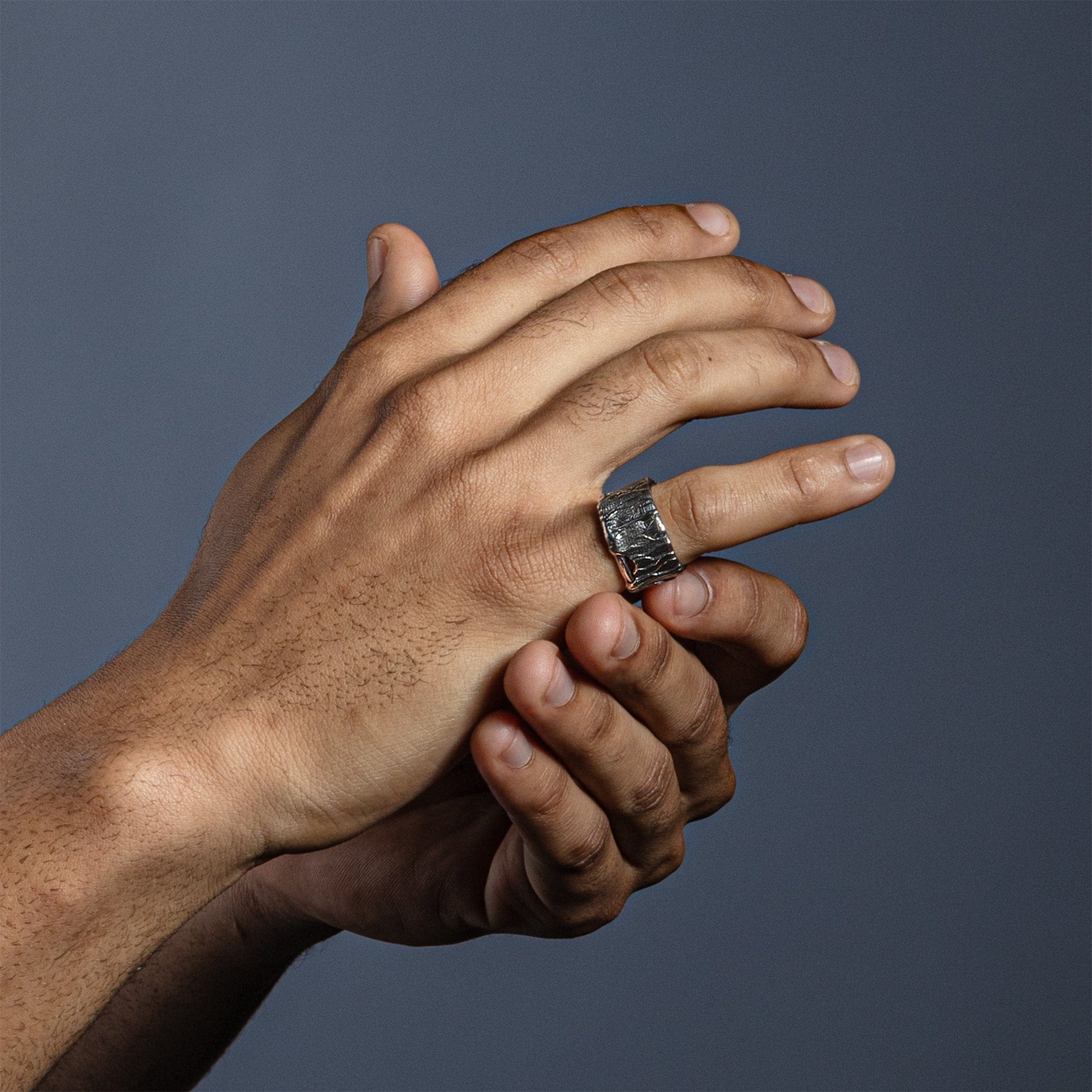 Veldt Oxidized 925 Silver Ring with Organic Wrinkled Texture