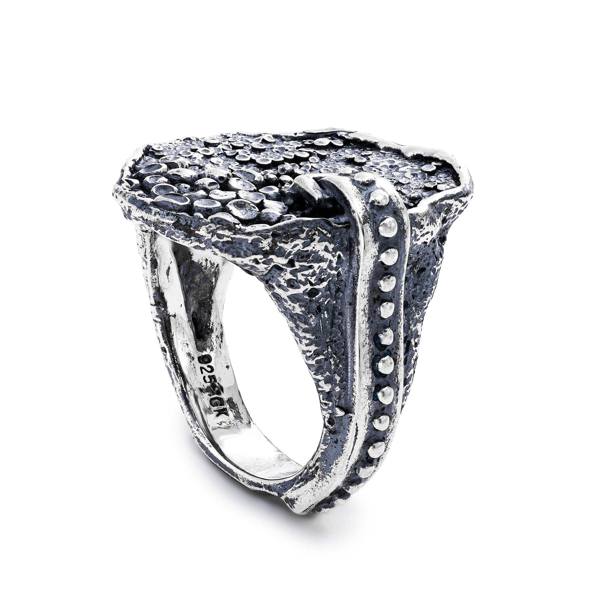 Bind Rustic Silver Ring with Natural Grainy Surface