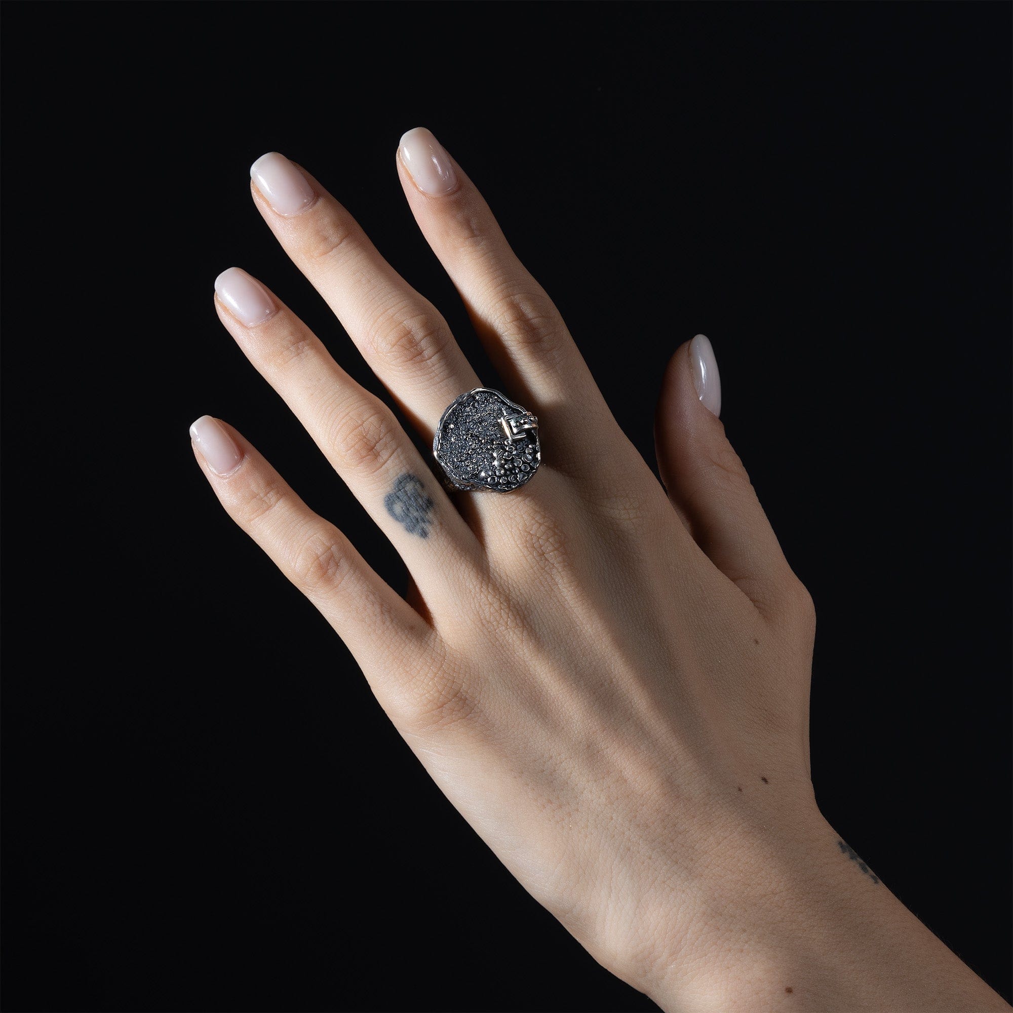 Bind Rustic Silver Ring with Natural Grainy Surface