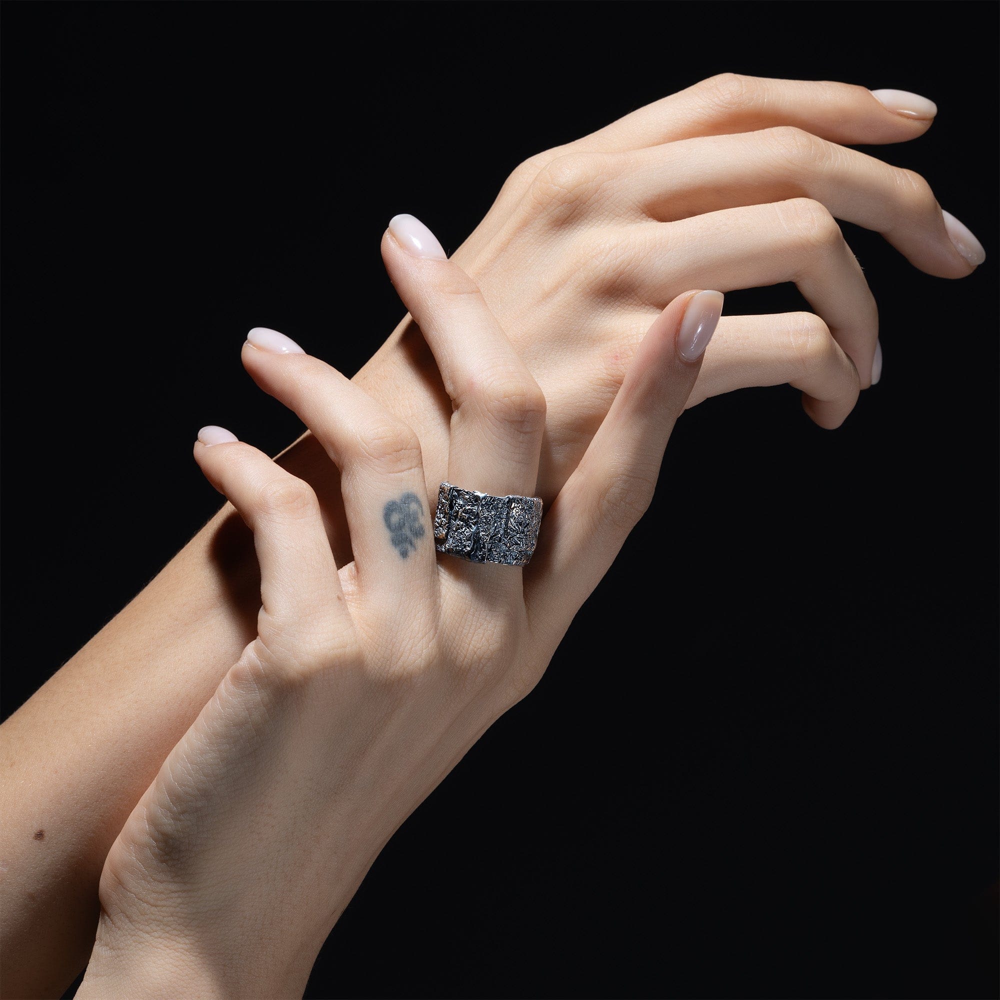 Echo Hand-Forged Silver Ring with Sculpted Metal Layers