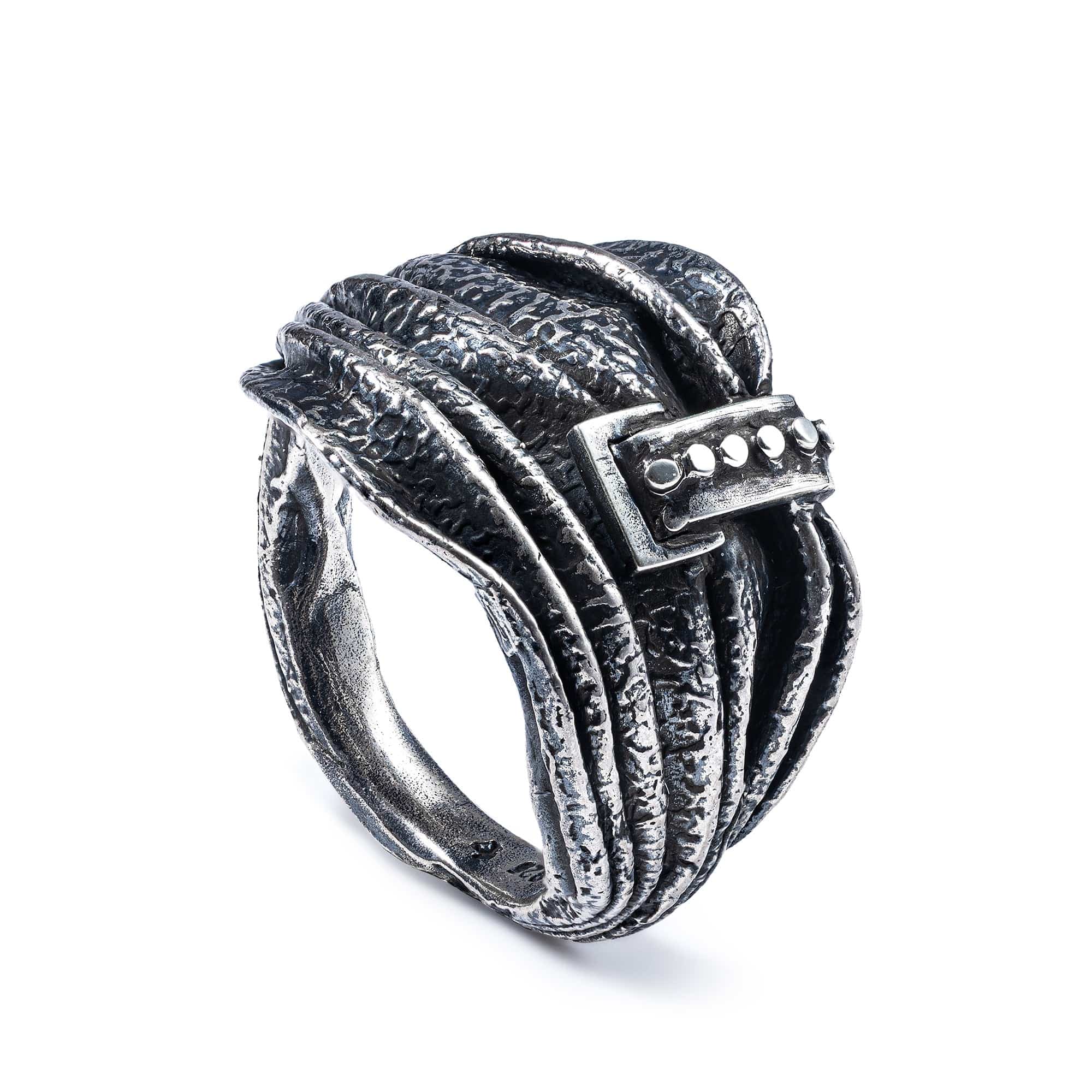 Entwine Handcrafted Silver Ring with Flowing Draped Texture