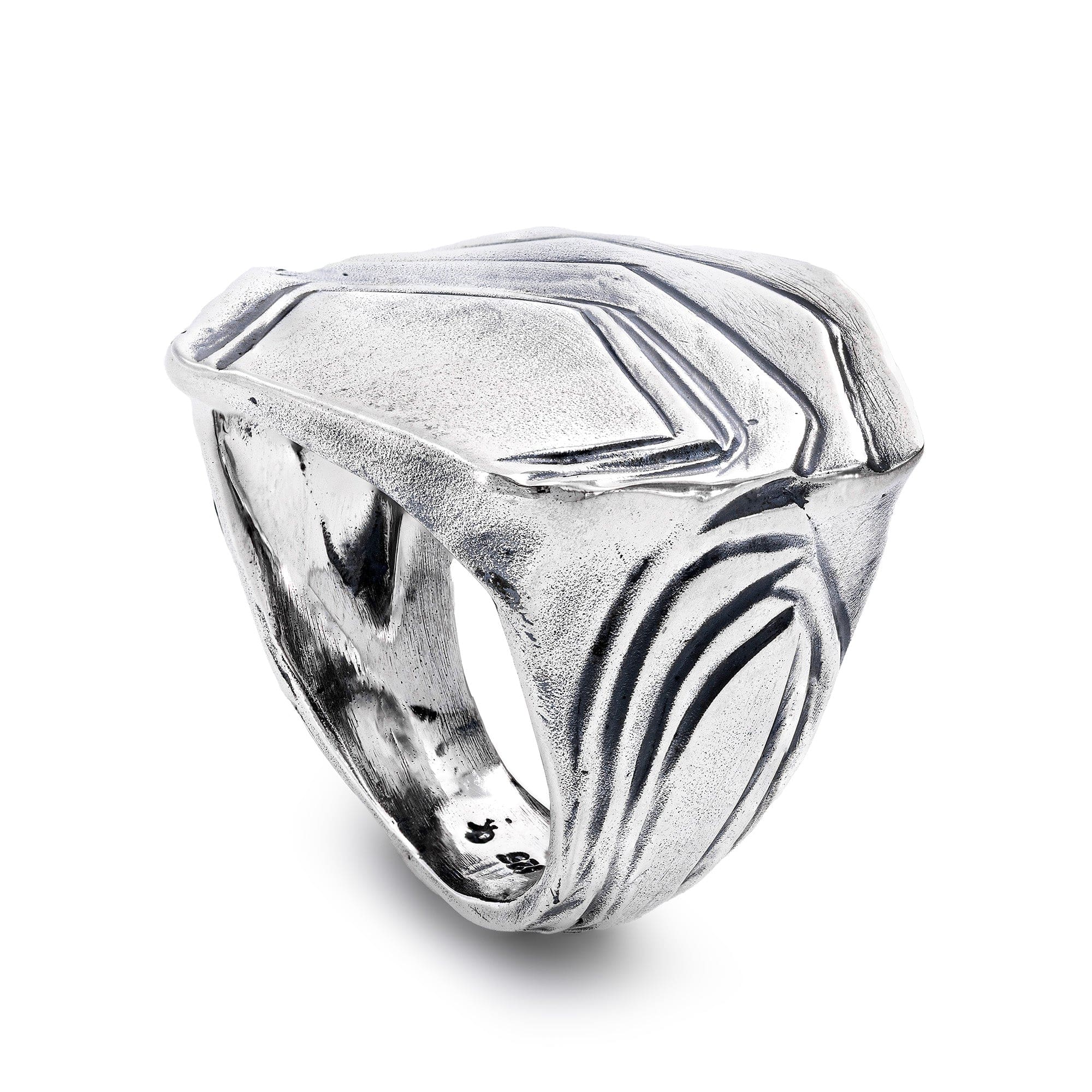 Forge Textured Sterling Silver Ring with Rippled, Layered Effect