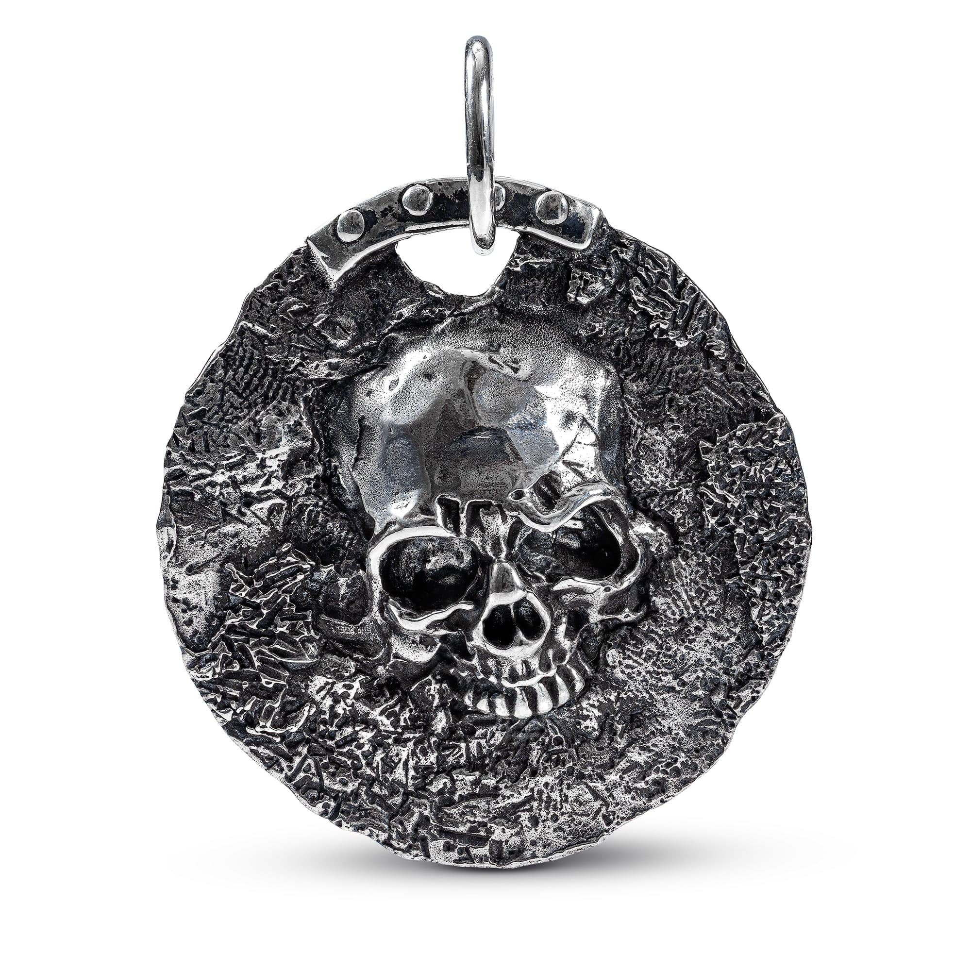 Aziel Sterling Silver Pendant with Timeworn Skull Relief