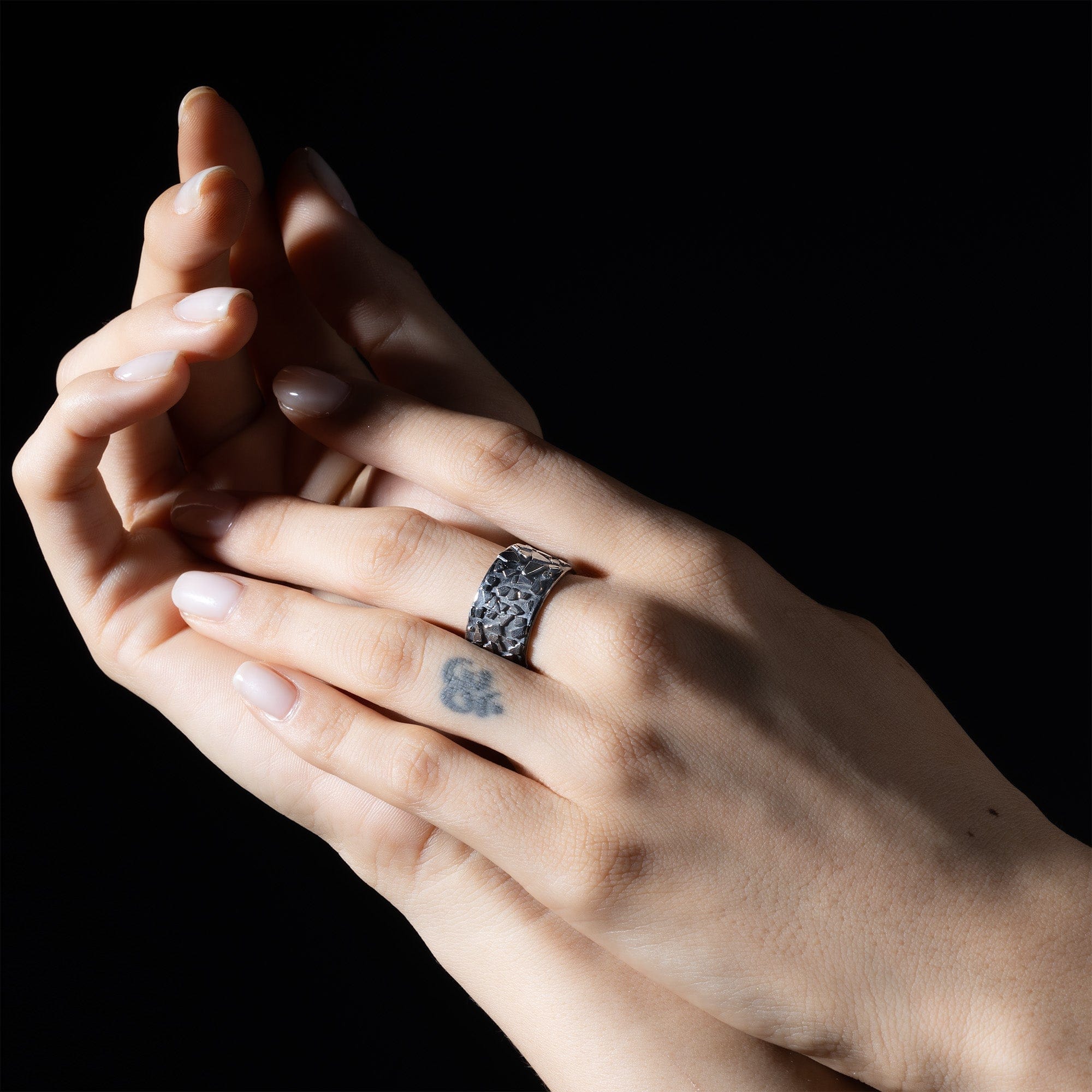 Imprint Hand-Forged 925 Silver Ring with Tactile, Raised Surface