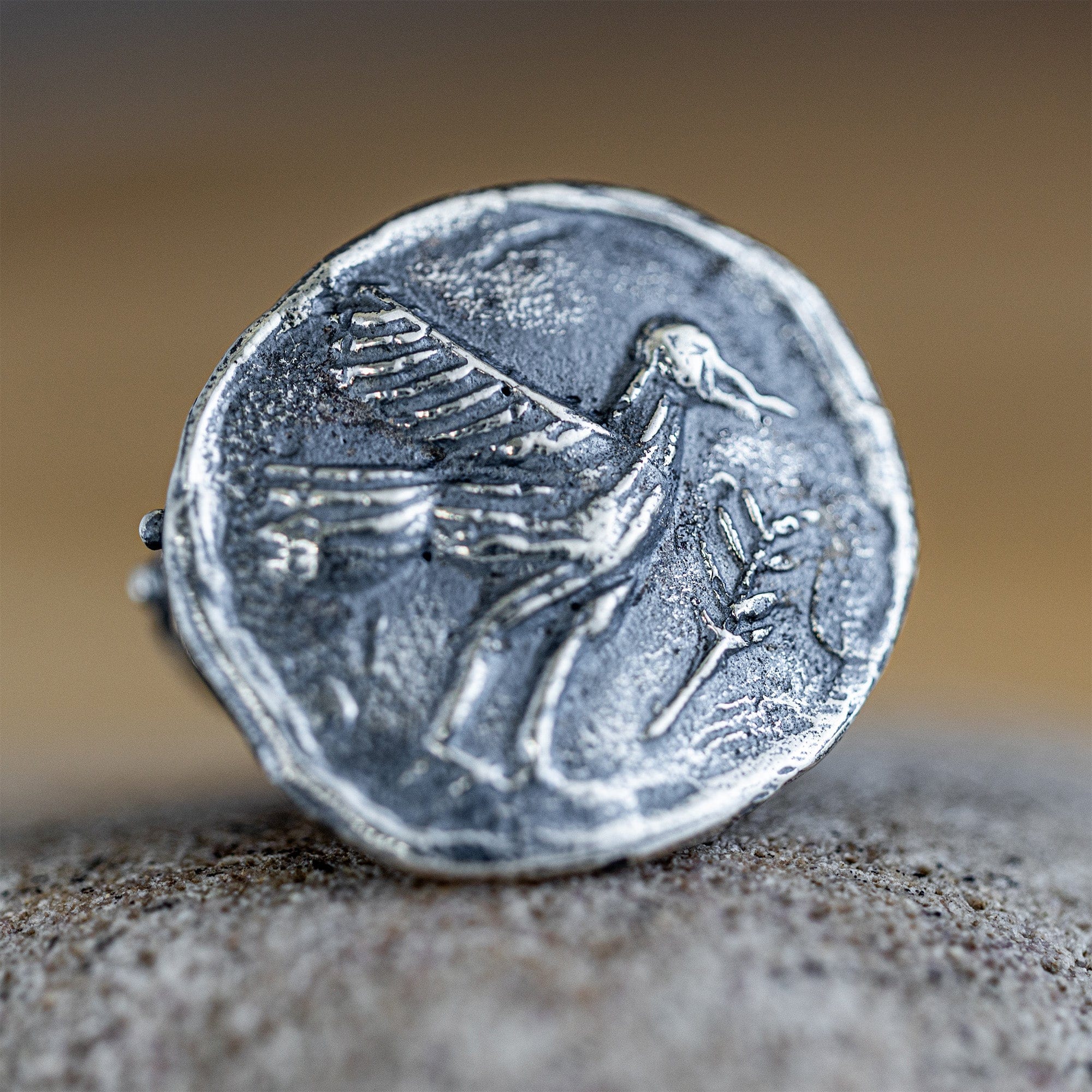 Oxidized 925 Silver Ring with Ancient Messenger Seal