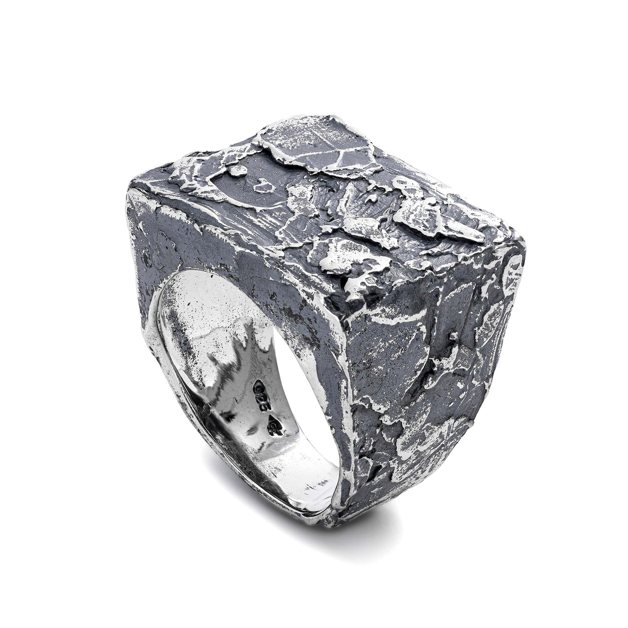 Petrichor Oxidized Silver Ring with Raw, Earthy Texture