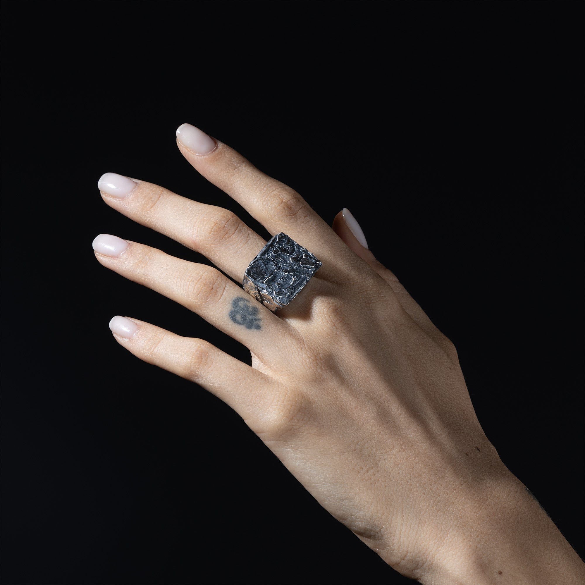 Petrichor Oxidized Silver Ring with Raw, Earthy Texture