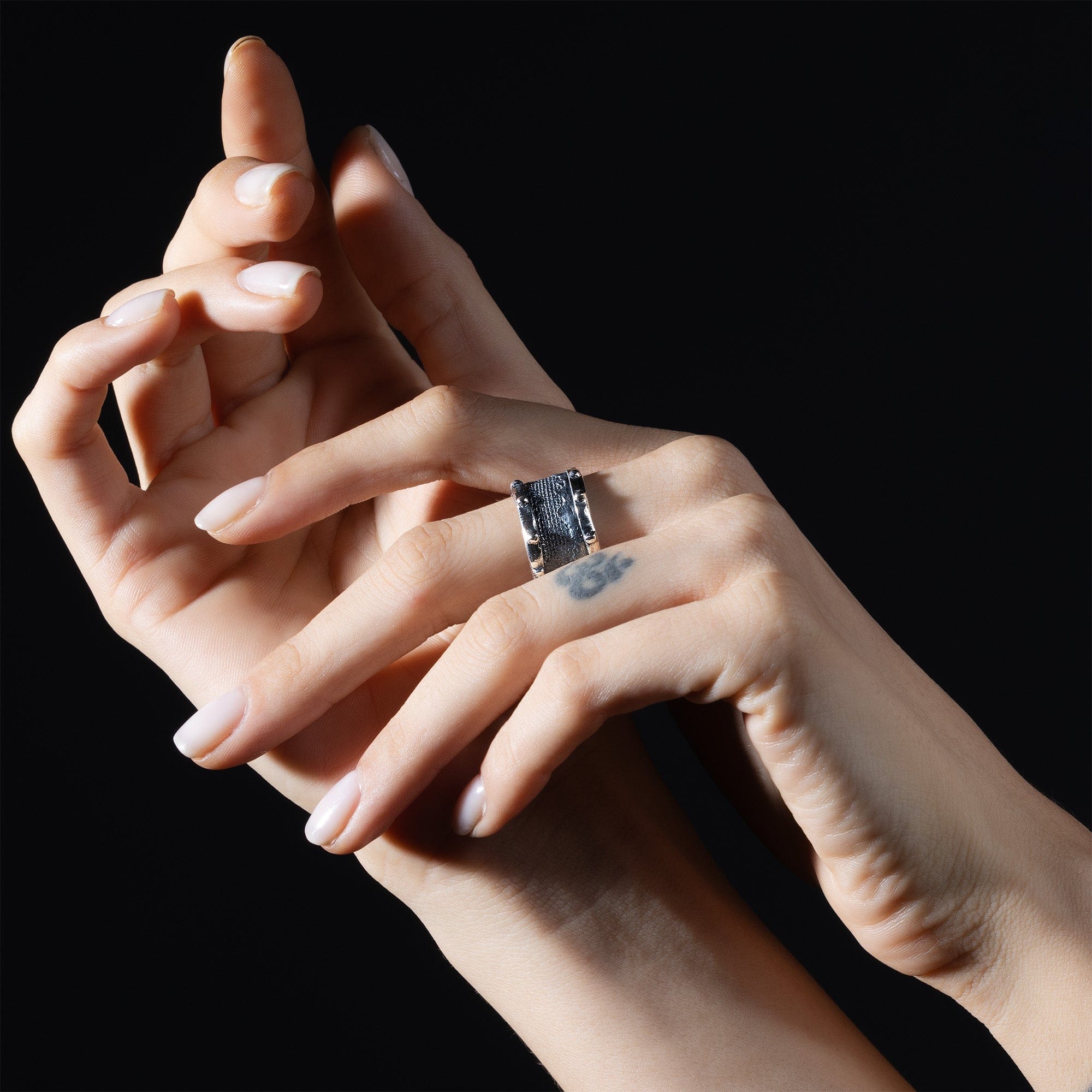 Quench Handcrafted Silver Band with Natural, Rugged Surface
