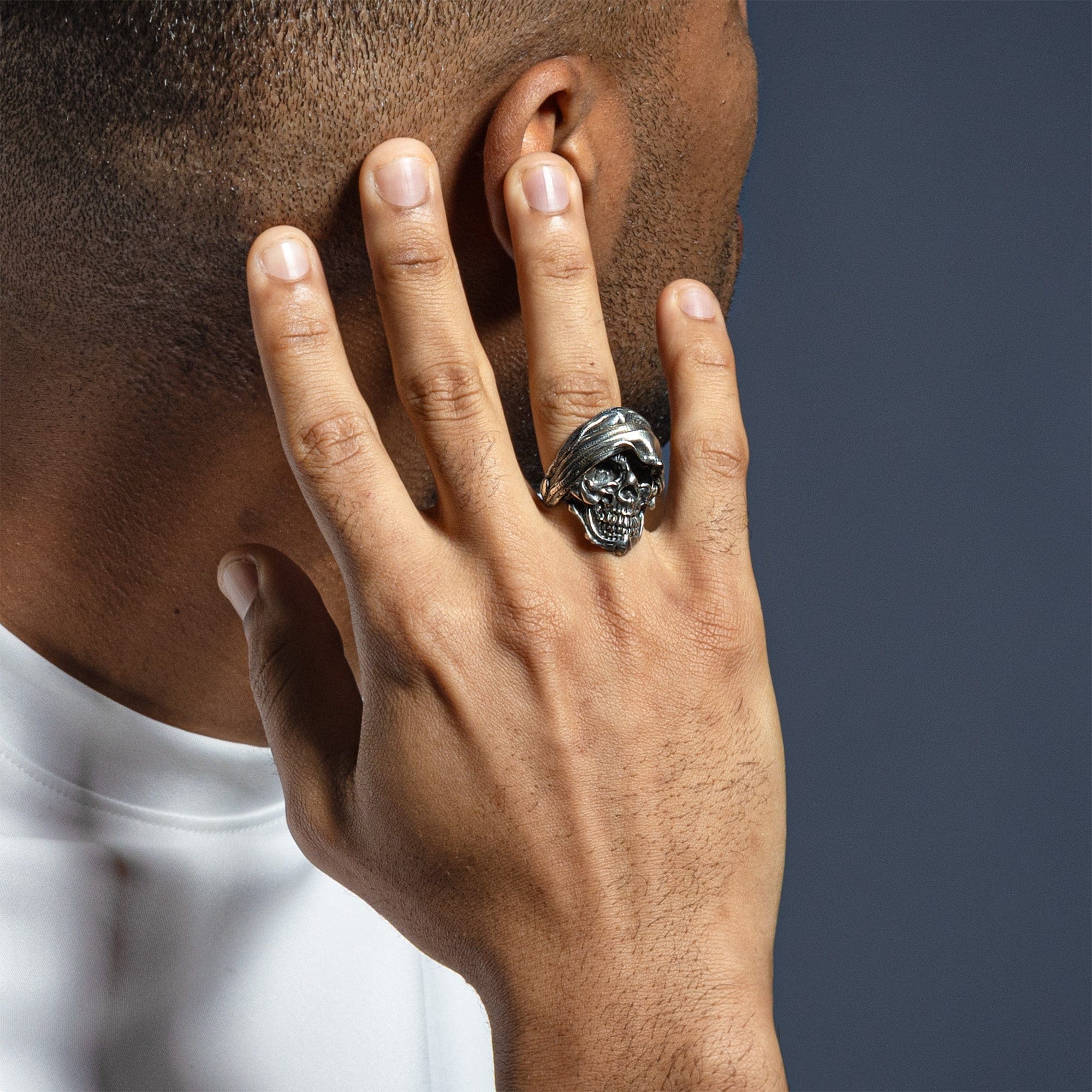 Requiem Handcrafted Sterling Silver Skull Ring with Dark Aesthetic
