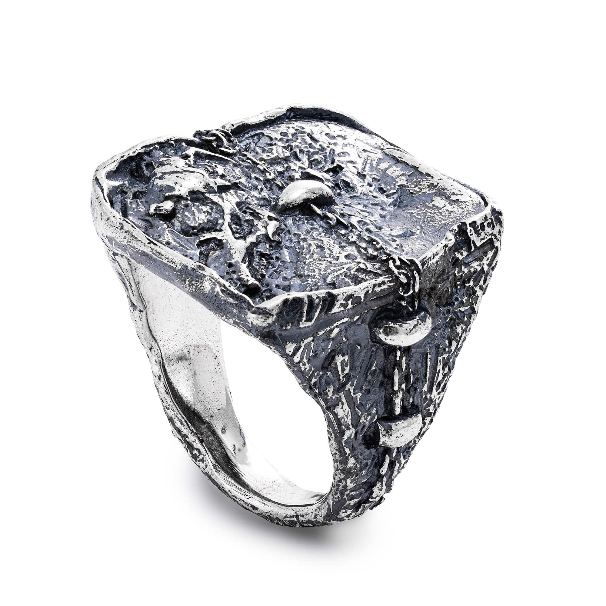 Ridge Sterling Silver Ring with Rugged, Weathered Texture