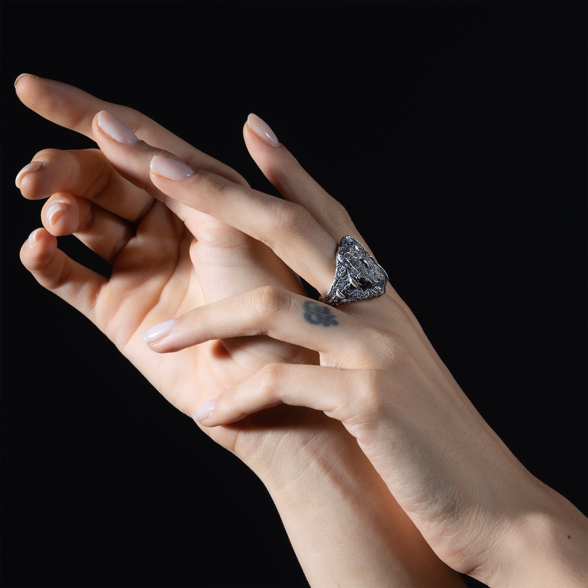 Ridge Sterling Silver Ring with Rugged, Weathered Texture