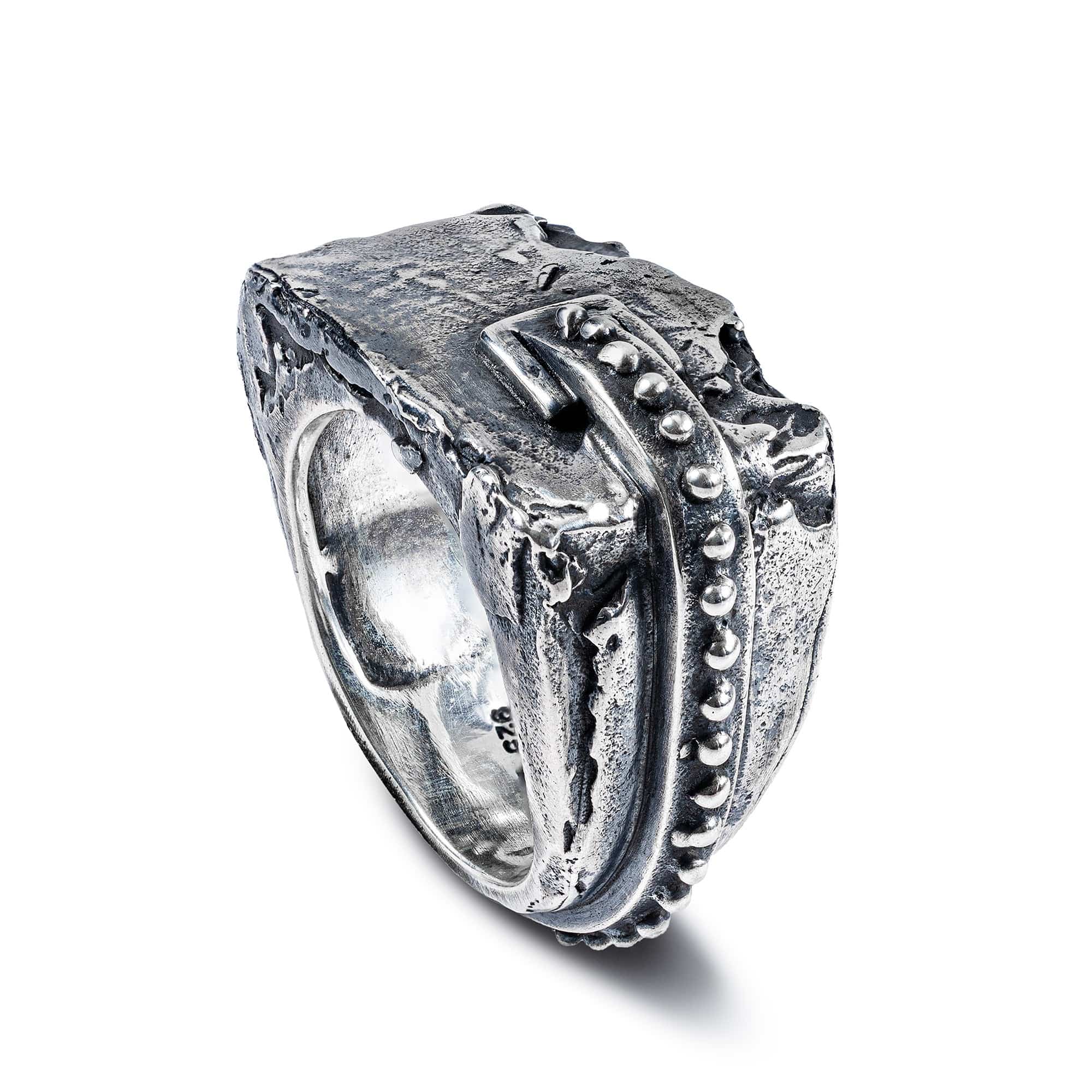 Scaur Sterling Silver Ring with Layered, Wrapped Texture