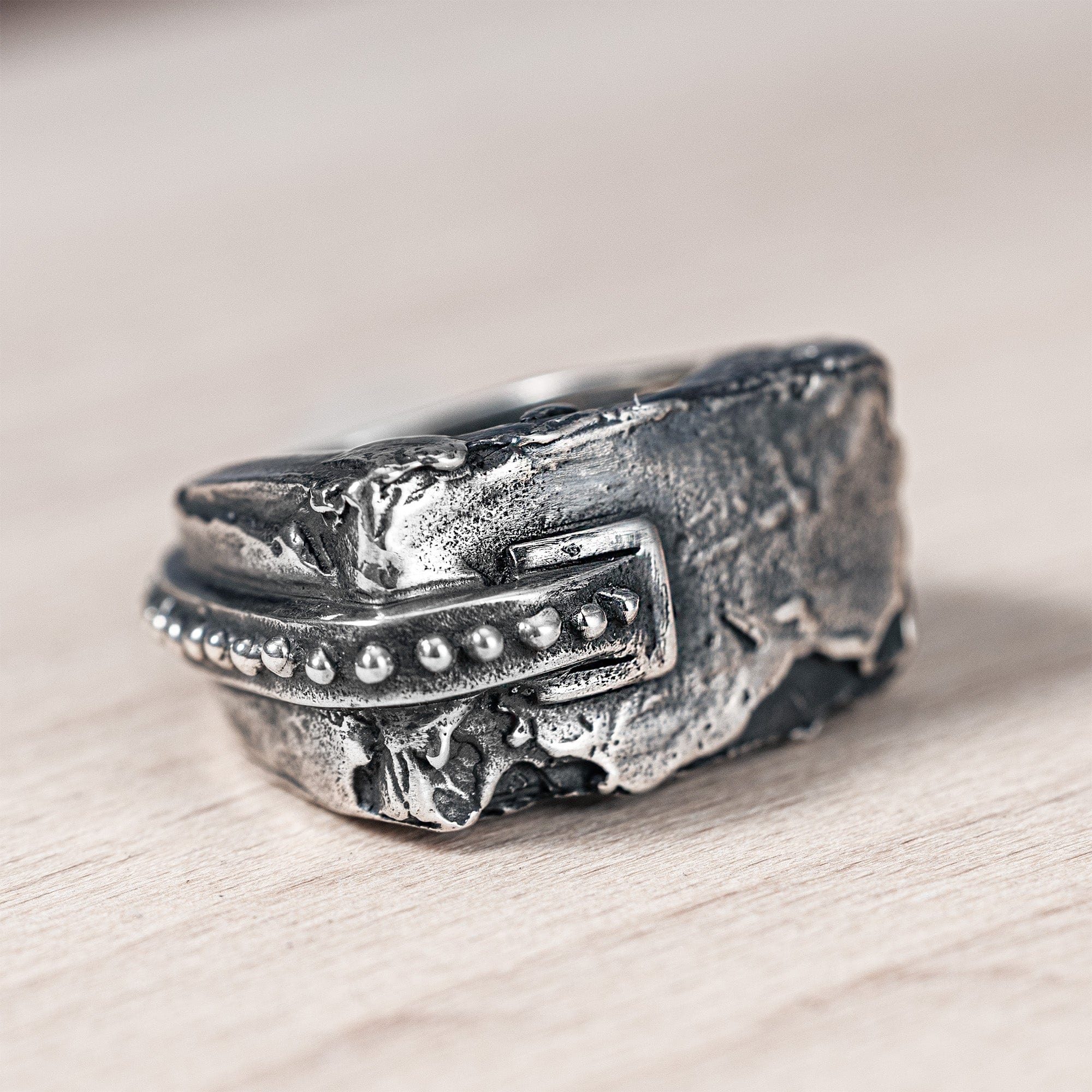 Scaur Sterling Silver Ring with Layered, Wrapped Texture