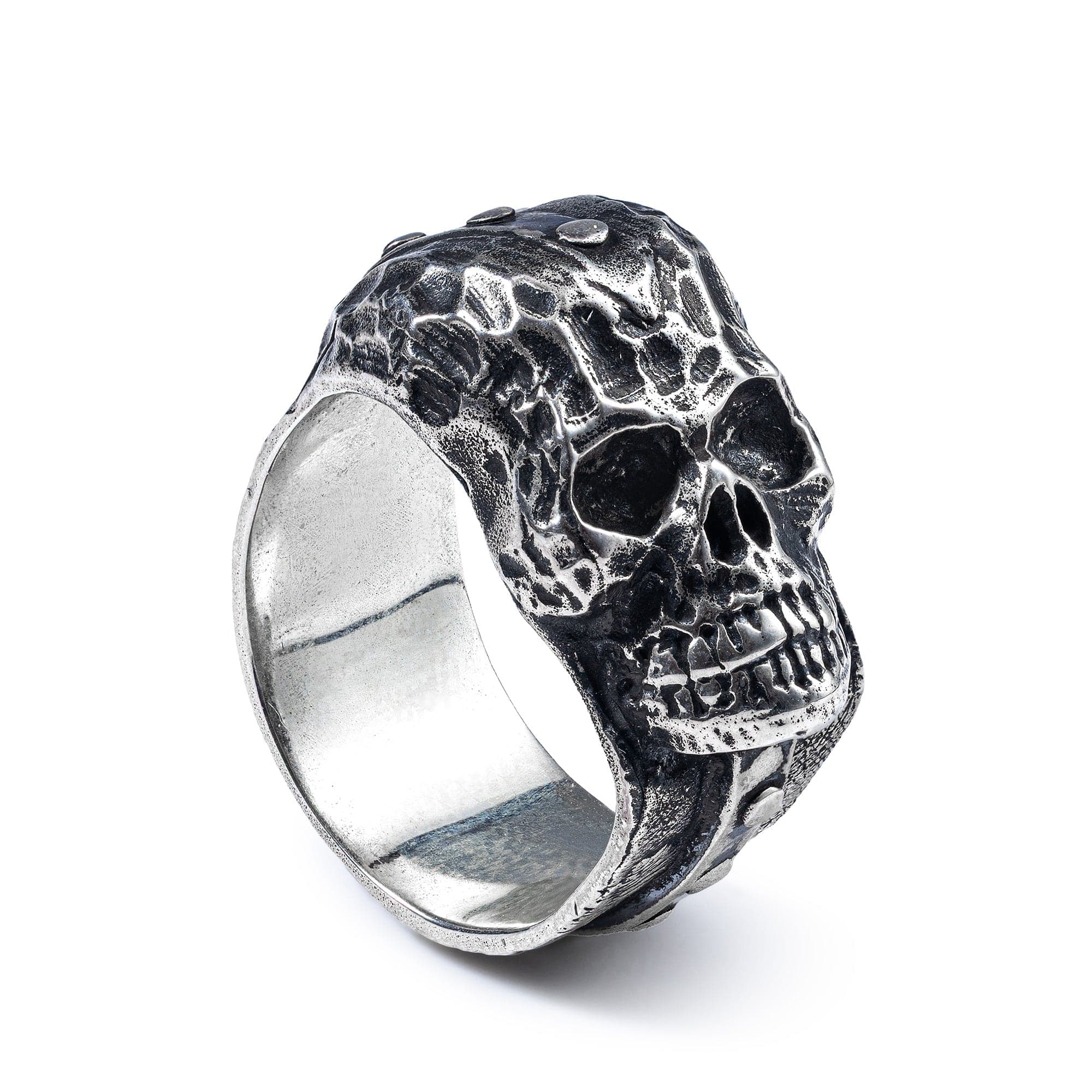 Seraph Sterling Silver Ring with Sculpted Skull Relief