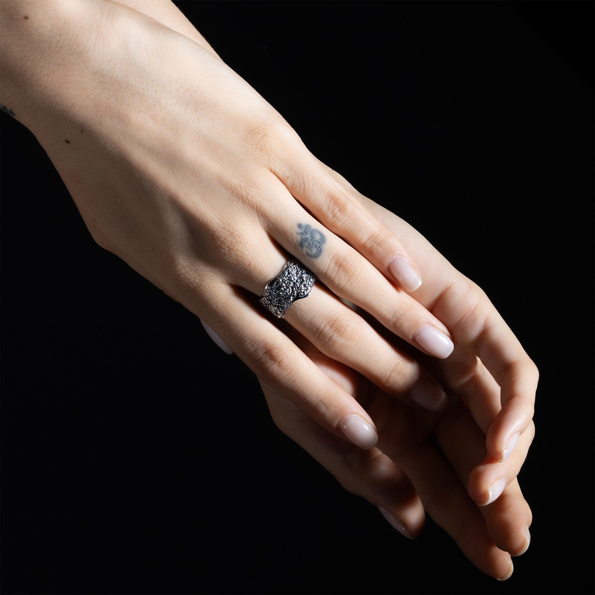 Shelter Rustic Silver Ring with Natural Grainy Surface