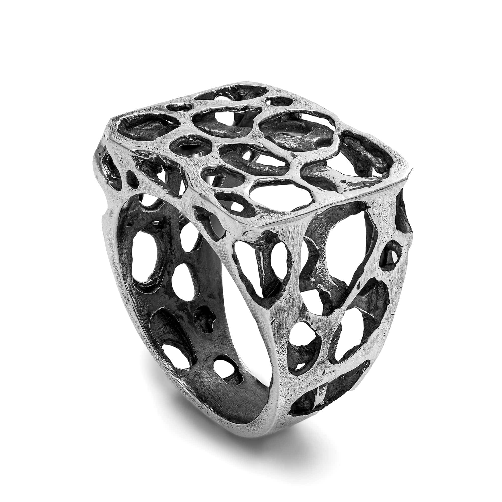 Solace Sterling Silver Band with Nature-Inspired Textured Pattern