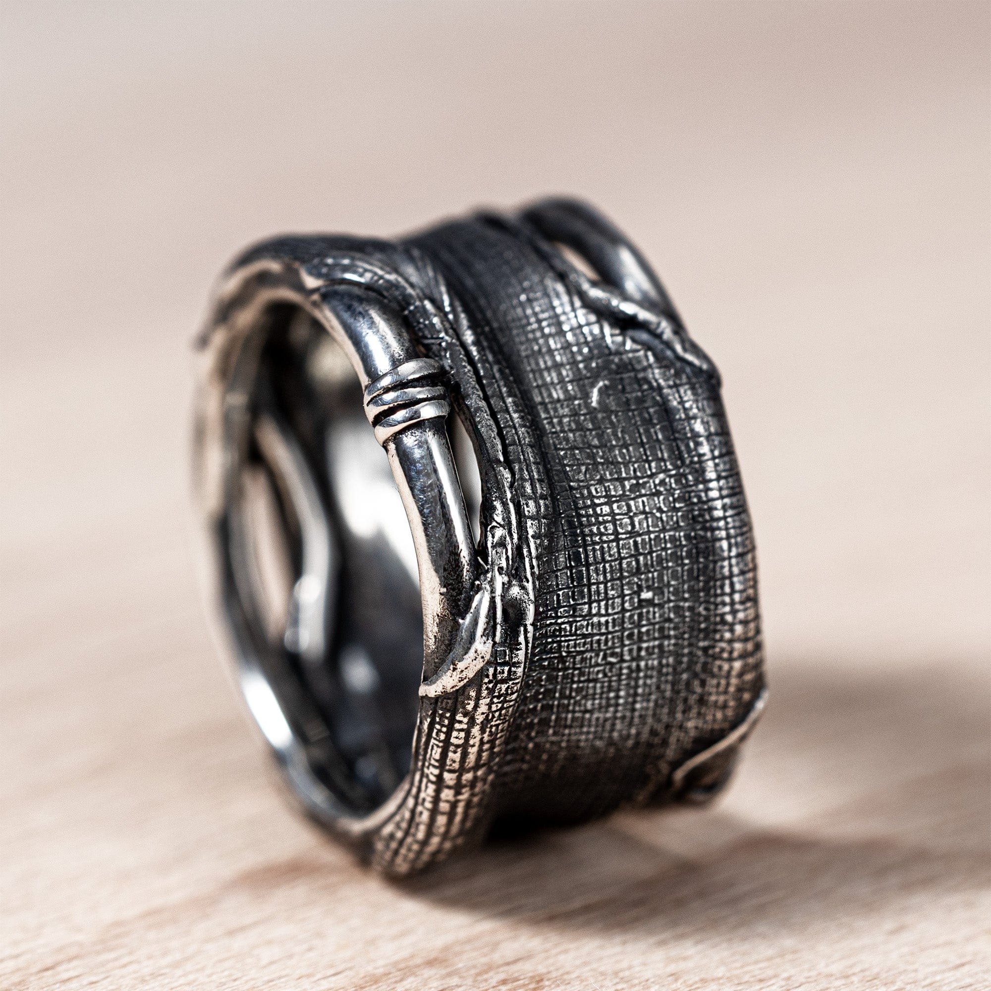 Tharn Sterling Silver Ring with Layered, Wrapped Texture