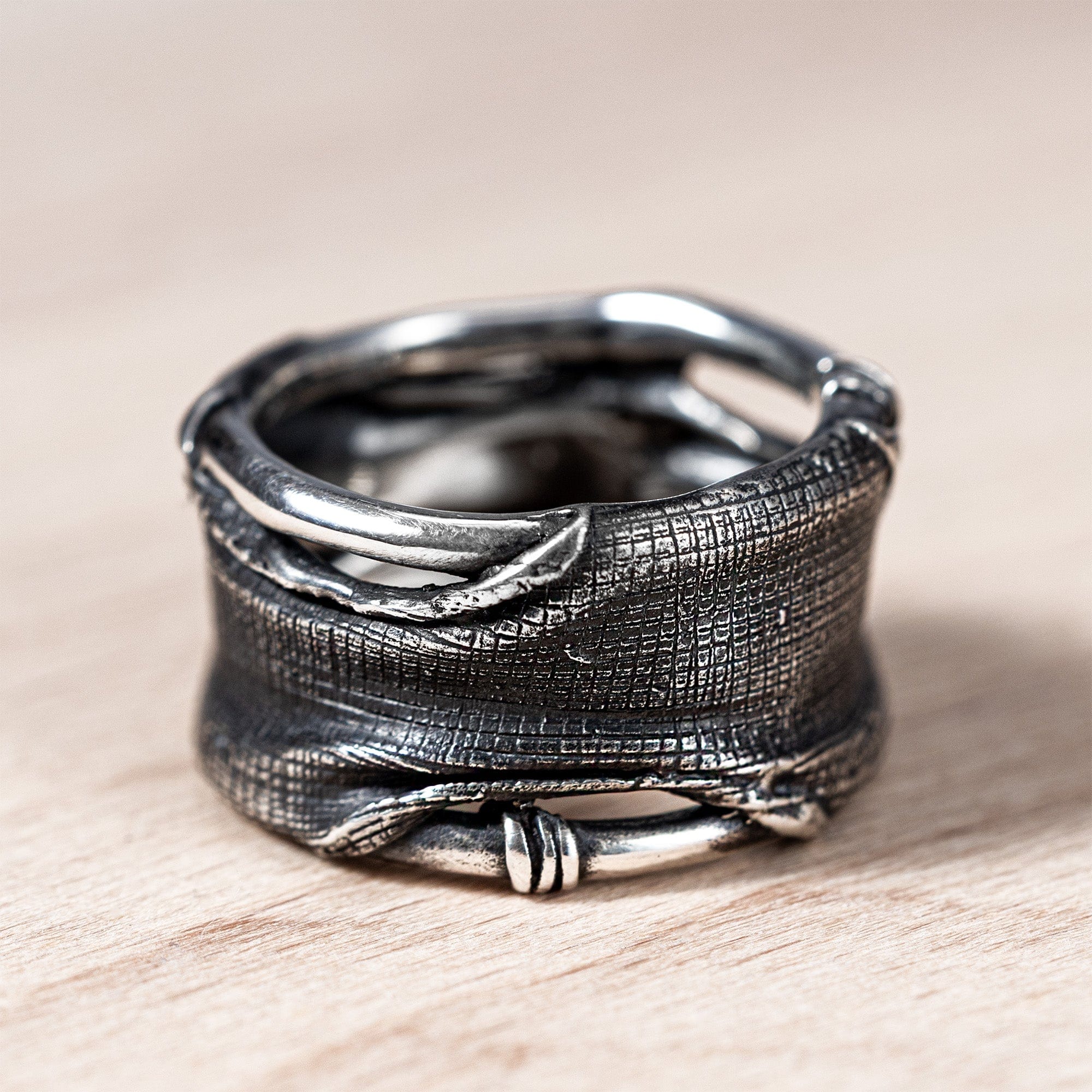 Tharn Sterling Silver Ring with Layered, Wrapped Texture