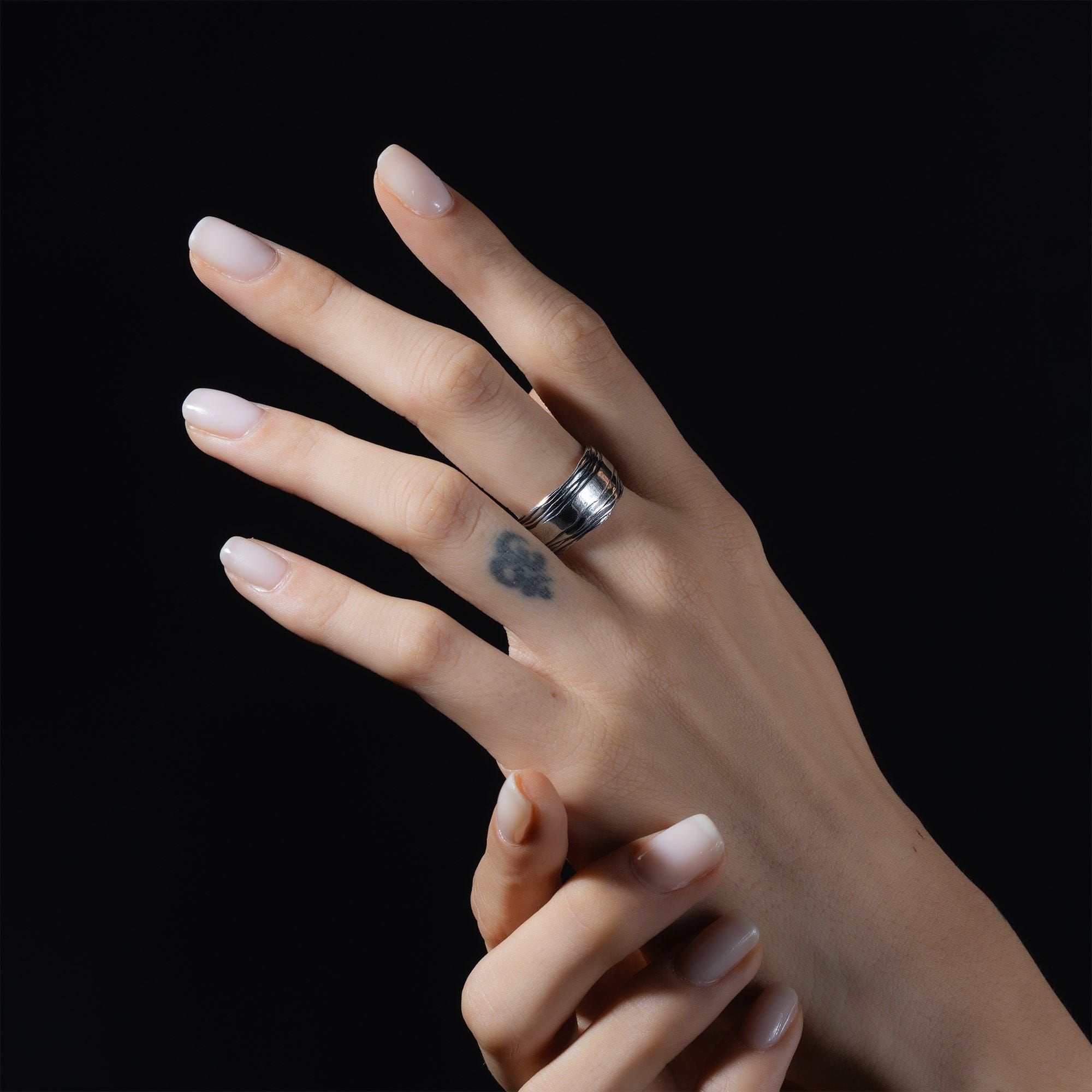 Wrapt Handcrafted Sterling Silver Open Band with Layered Structure